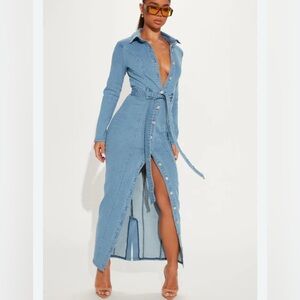 Alyana Denim Maxi Dress - Medium Wash